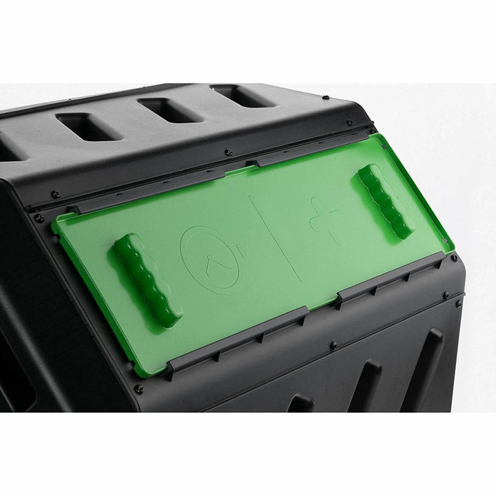 FCMP Outdoor HOTFROG 37 Gallon Dual Chamber Tumbling Composter Bin, Green - VMInnovations