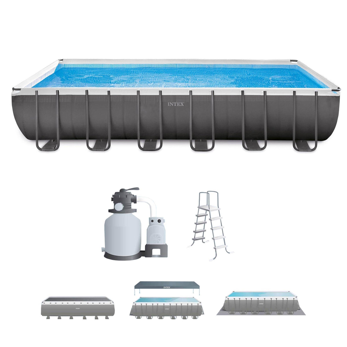 Intex 24 Ft x 12 Ft Ultra XTR Frame Swimming Pool with Pump & Chlorinating Tabs