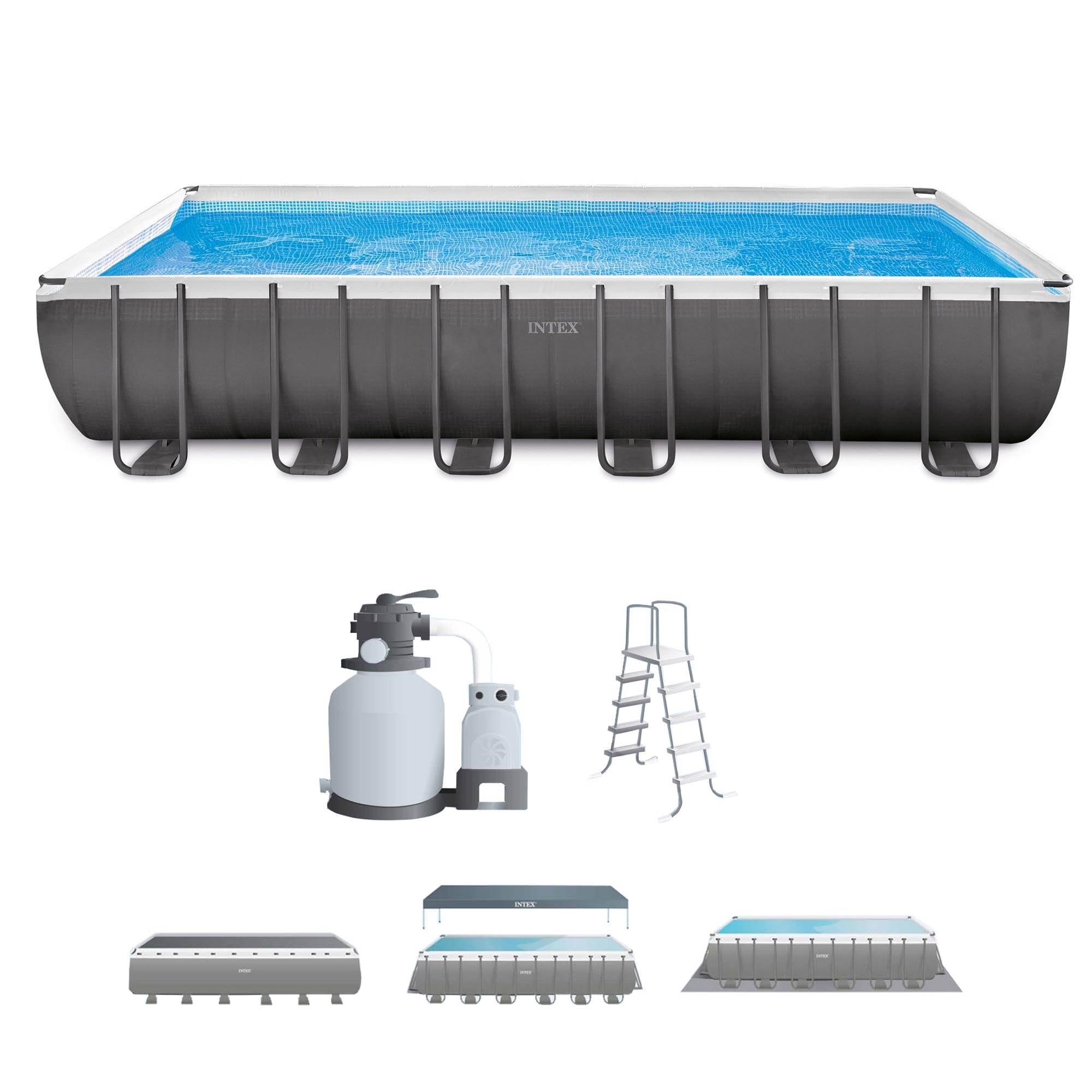 Intex 24 Ft x 12 Ft Ultra XTR Frame Swimming Pool with Pump & Chlorinating Tabs