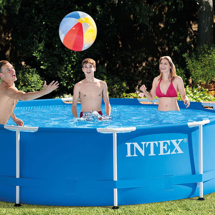 Intex 10 x 2.5 Foot Round Metal Frame Above Ground Swimming Pool, Blue (Used) - VMInnovations