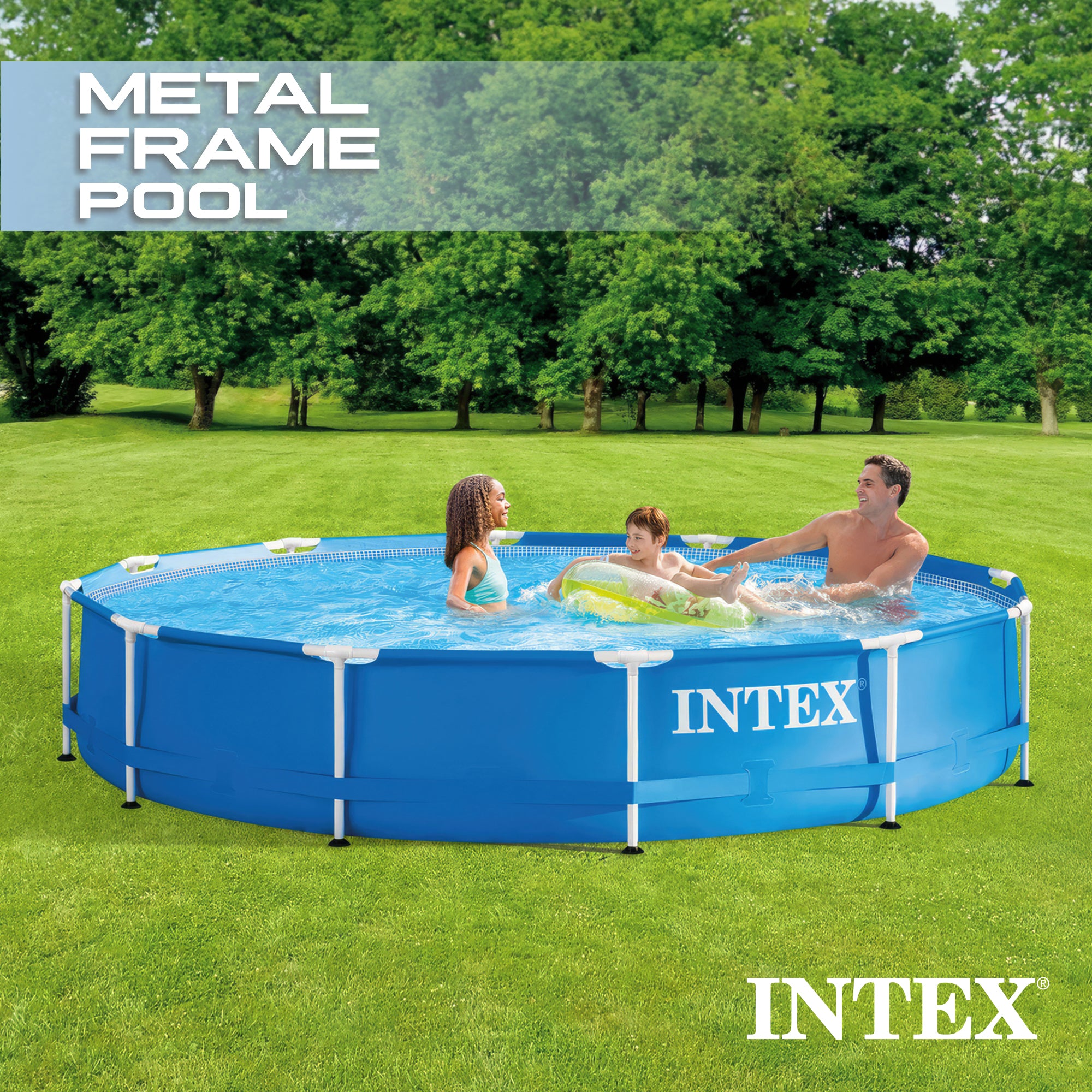 Intex 12 Foot x 30 Inches Metal Frame Pool, Pump Not Included (Open Box)