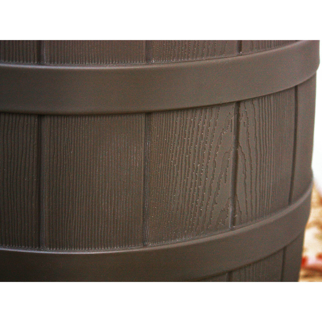 Good Ideas Rain Wizard 40 Gallon Plastic Rainwater Collection Barrel Drum, Oak - VMInnovations