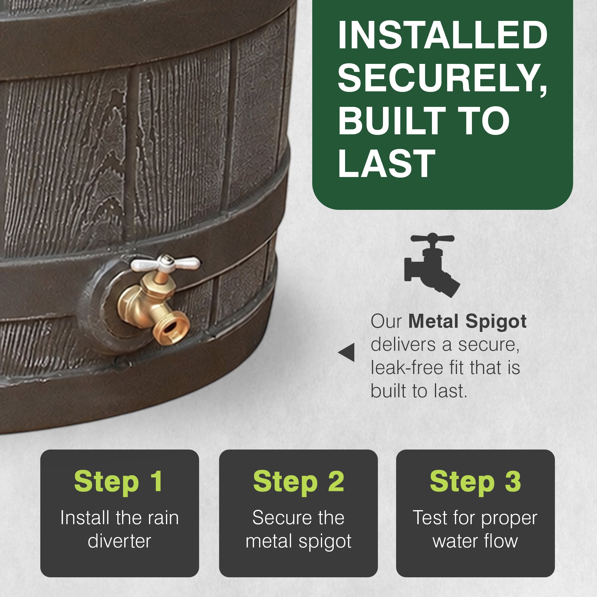 Good Ideas RW50 Rain Wizard 50 Gallon Plastic Rain Barrel Water Collector, Oak