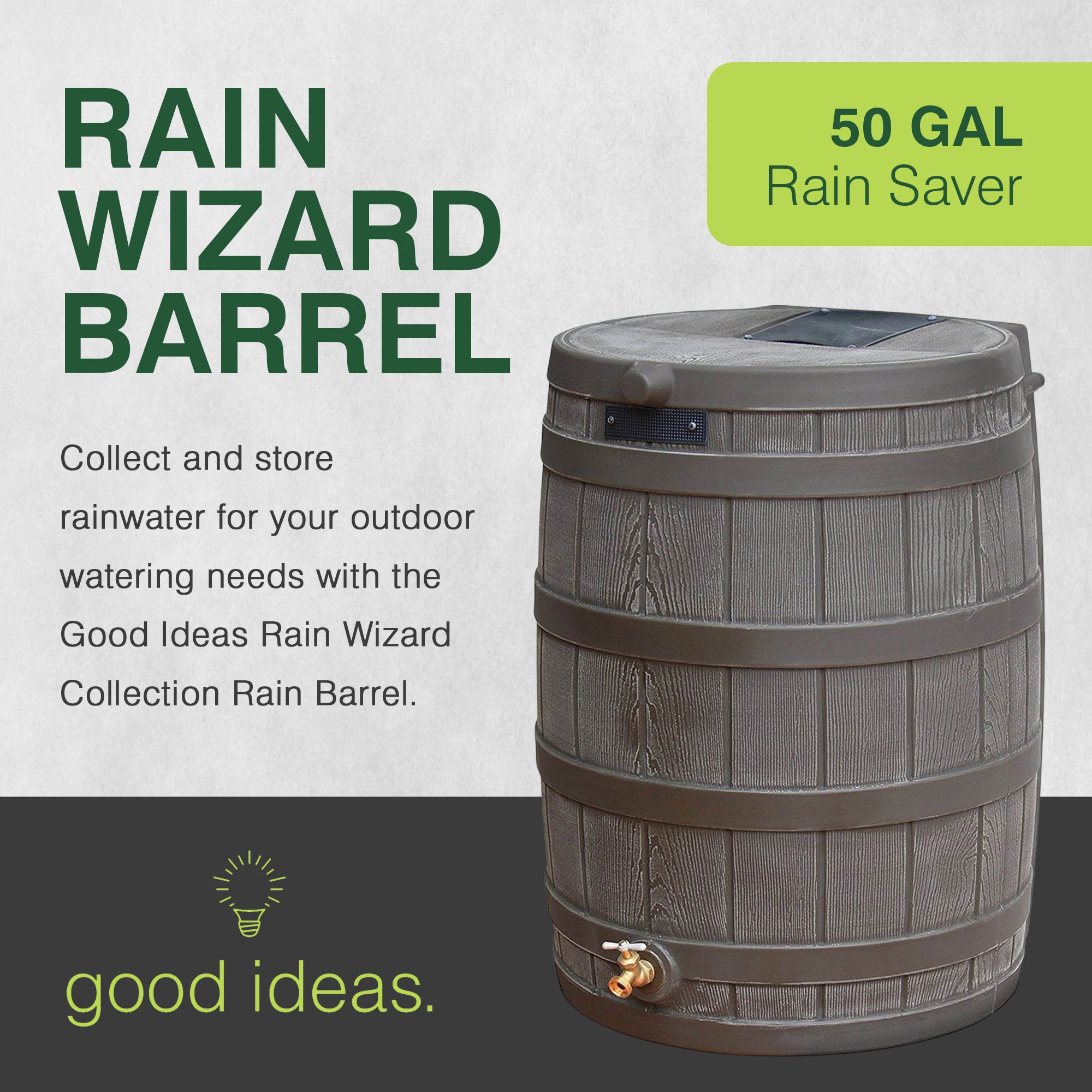 Good Ideas 50 Gallon Rainwater Collection Barrel Drum, Oak (OpenBox) (2 Pack) - VMInnovations