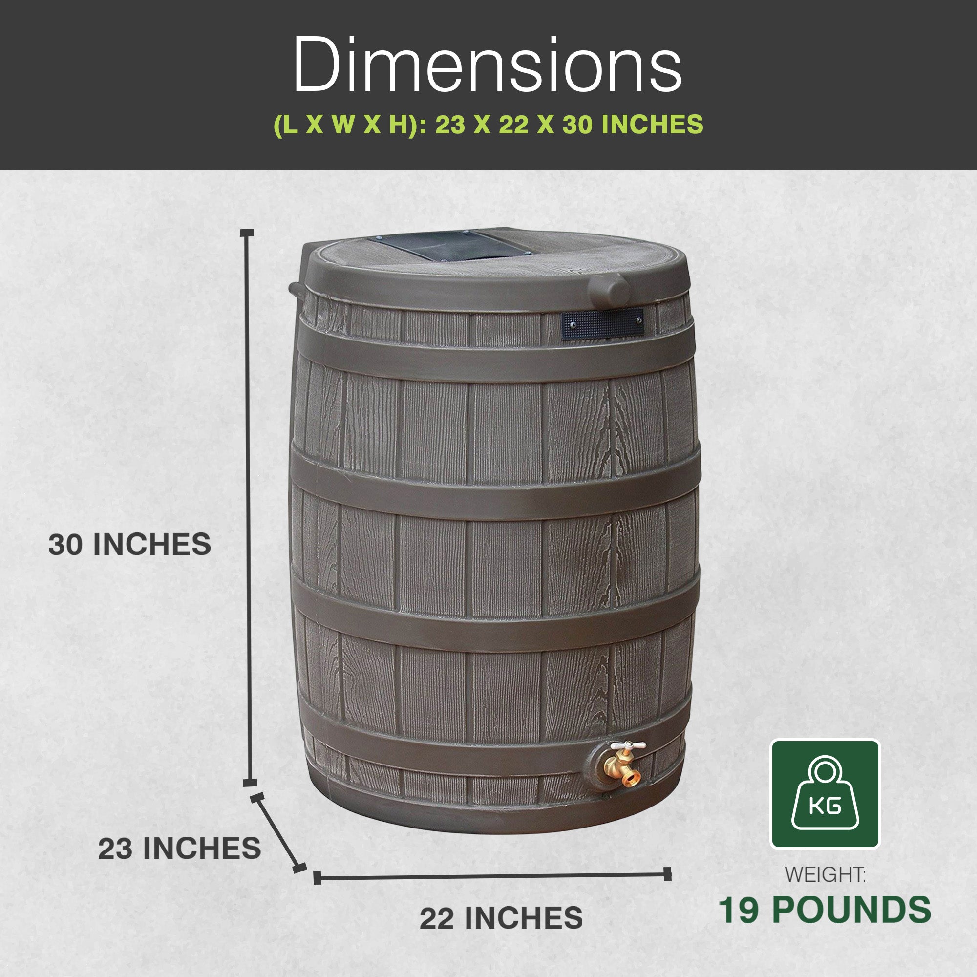 Good Ideas 50 Gallon Rainwater Collection Barrel Drum, Oak (OpenBox) (2 Pack)