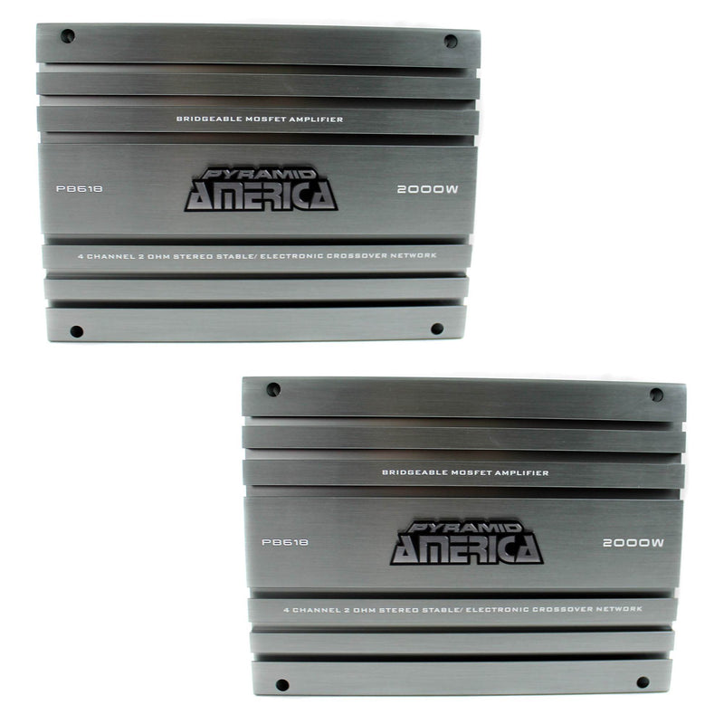 Pyramid 2000 Watt 4 Channel MOSFET Power 2 Ohm Stable Car Amplifier (2 Pack)