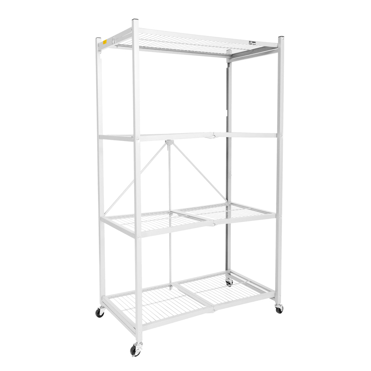 Origami Wheeled 4-Shelf Folding Steel Wire Shelving, White, 2 Pack (21"x36"x60")