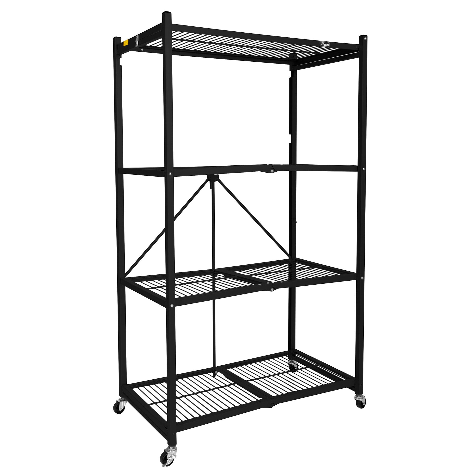 Origami Wheeled 4-Shelf Folding Steel Wire Shelving, (For Parts)