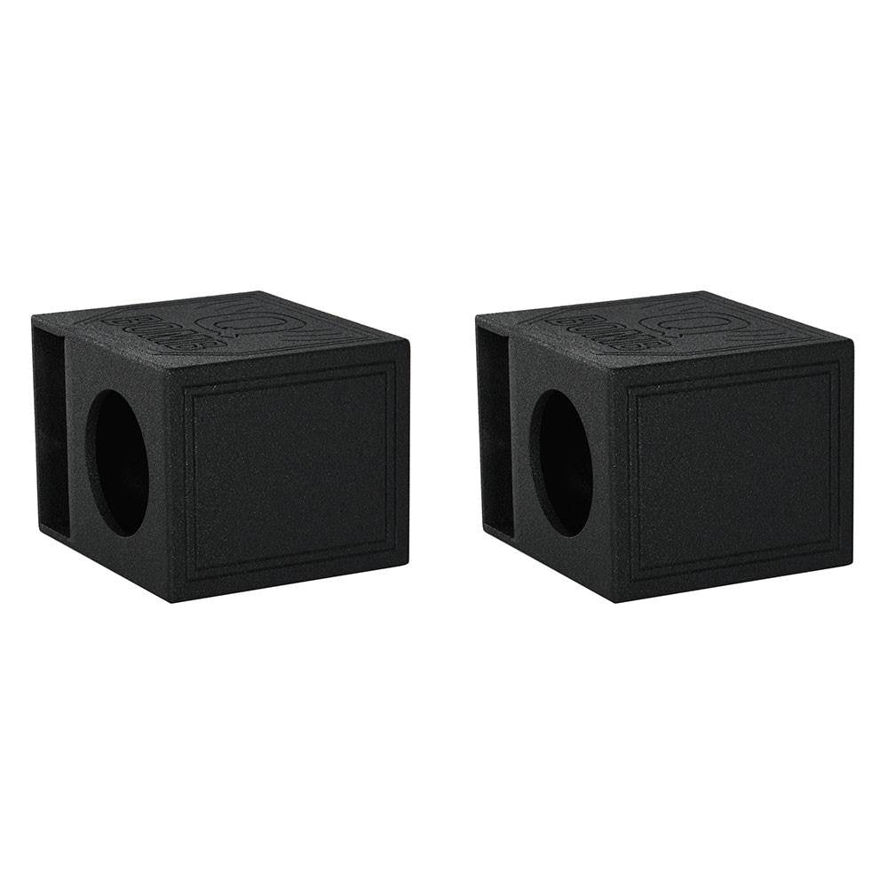 Q Power QBomb Single 10" Vented Port Subwoofer Box w/ Bedliner Spray (2 Pack)