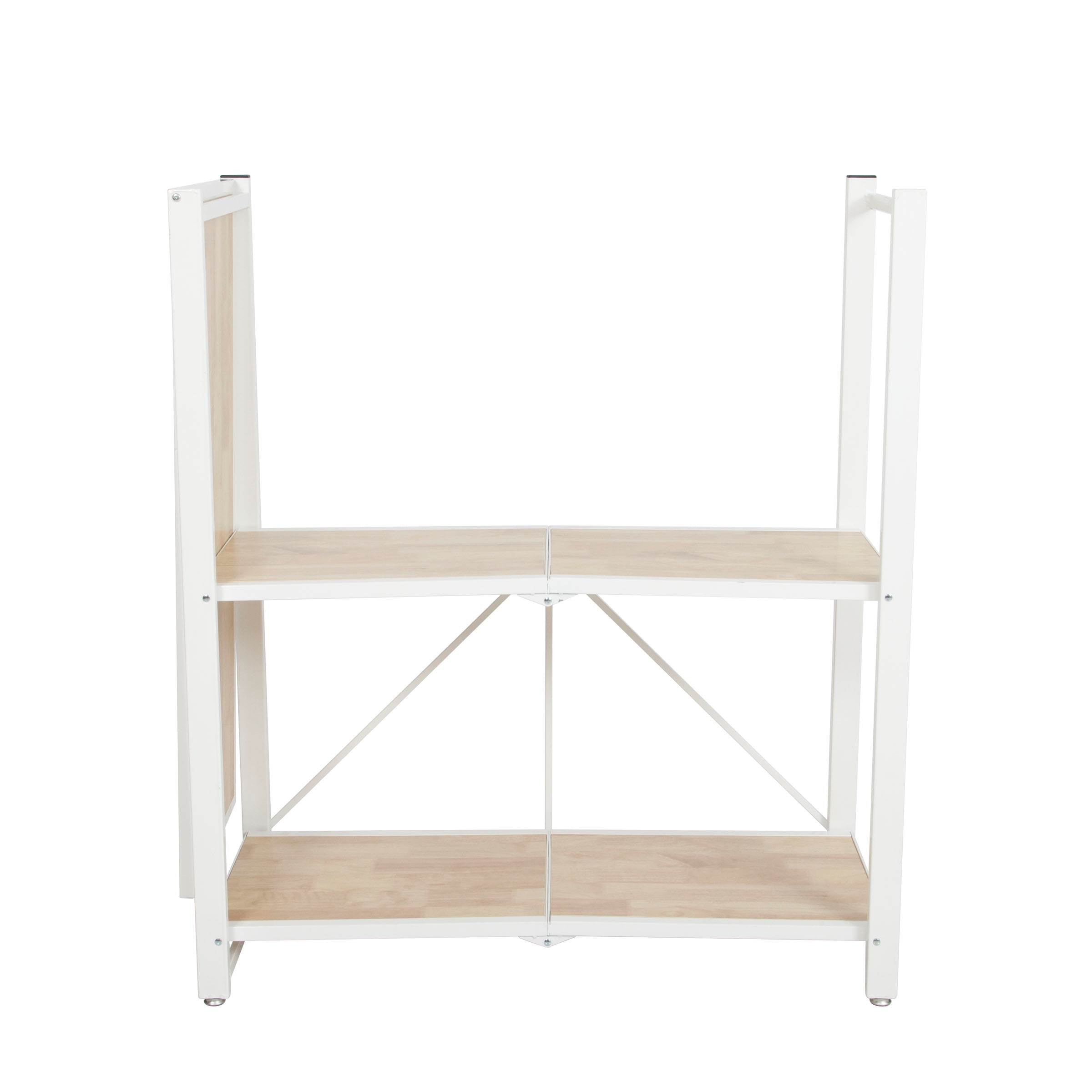 Origami Folding 4-Tier Heavy Duty Steel Baker's Rack with Wood Shelf, White