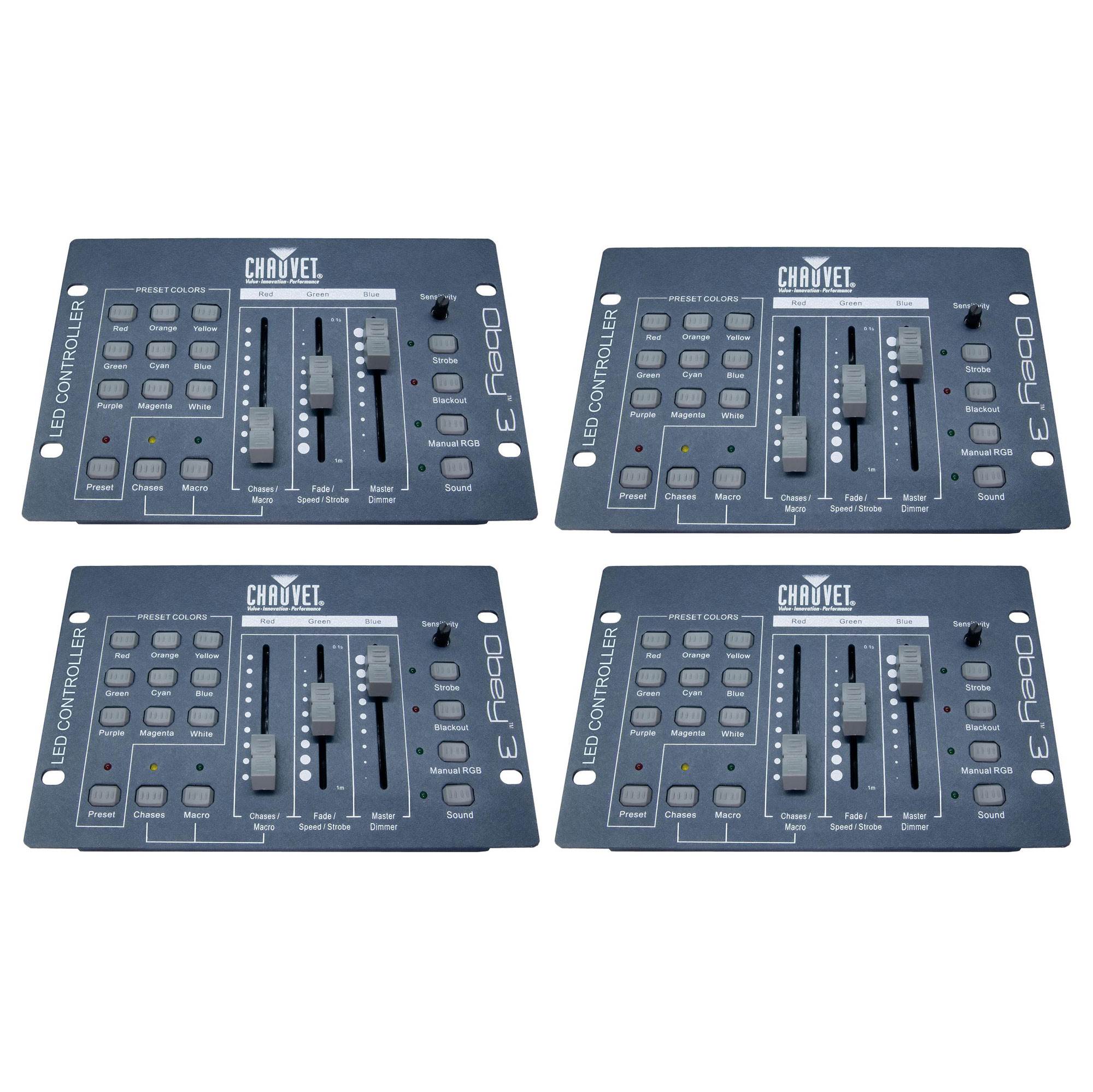 Chauvet DJ OBEY 3 DMX 512 Adjustable Sound Active LED Light Controller (4 Pack)