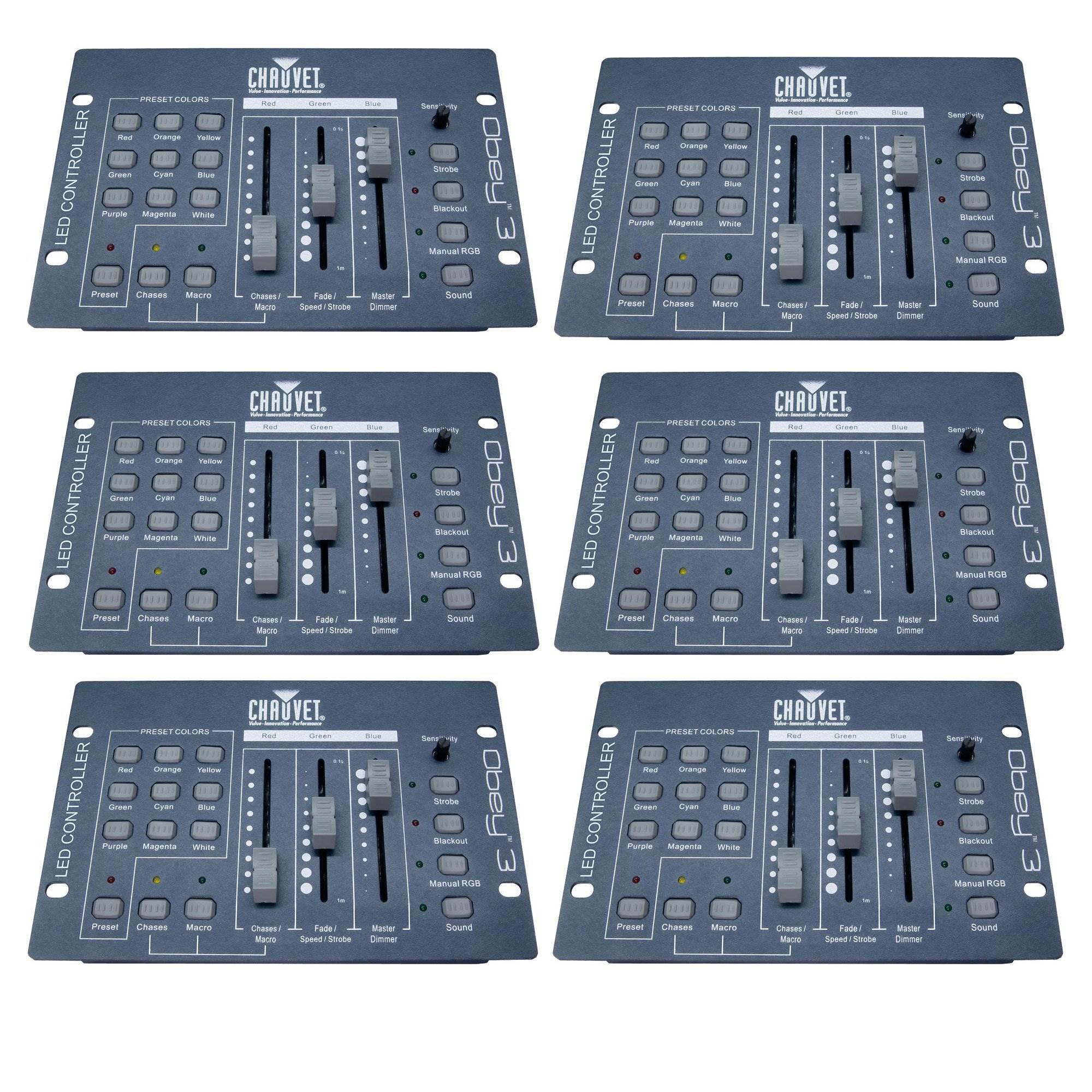 Chauvet DJ OBEY 3 DMX 512 Adjustable Sound Active LED Light Controller (6 Pack)