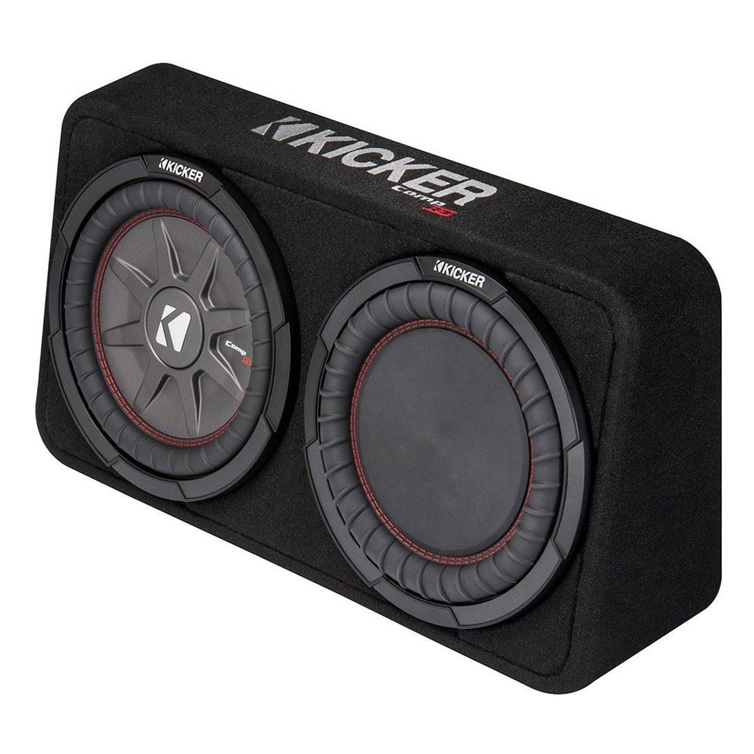 Kicker 800W Dual 10 Inch 4-Ohm Slim Shallow Loaded Subwoofer Enclosure (2 Pack)