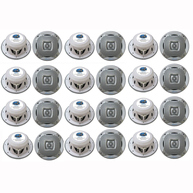 NEW LANZAR 5.25" 400W 2 Way Marine/Boat Audio Stereo Speakers Silver (12 Pack)