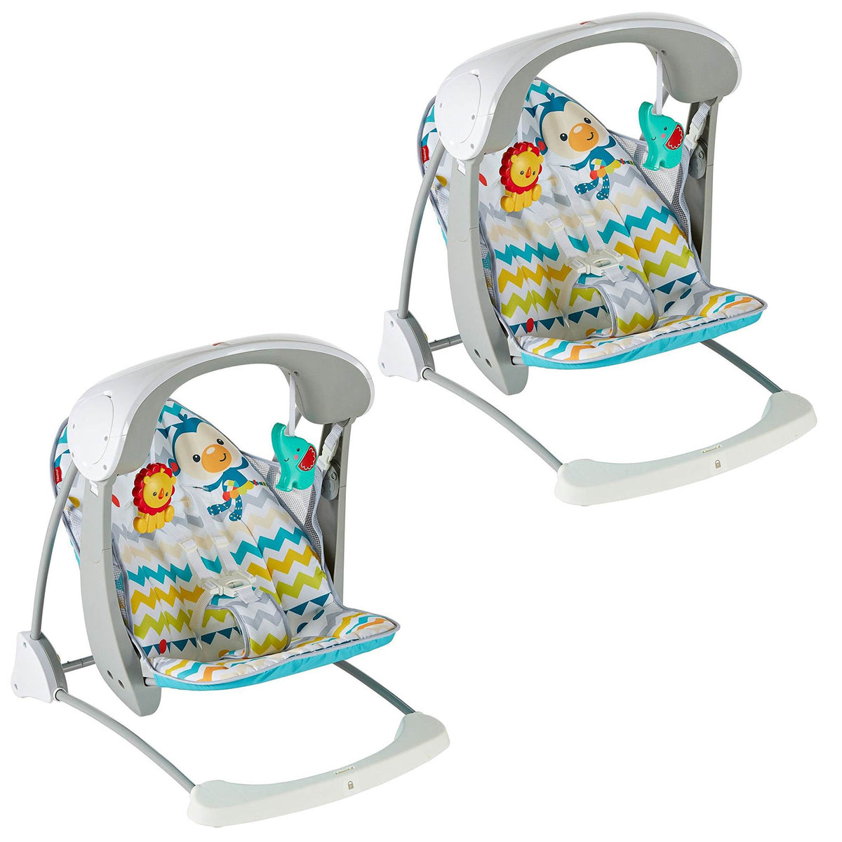 Fisher Price Colorful Carnival 6 Speed Take Along Infant Swing & Seat (2 Pack)