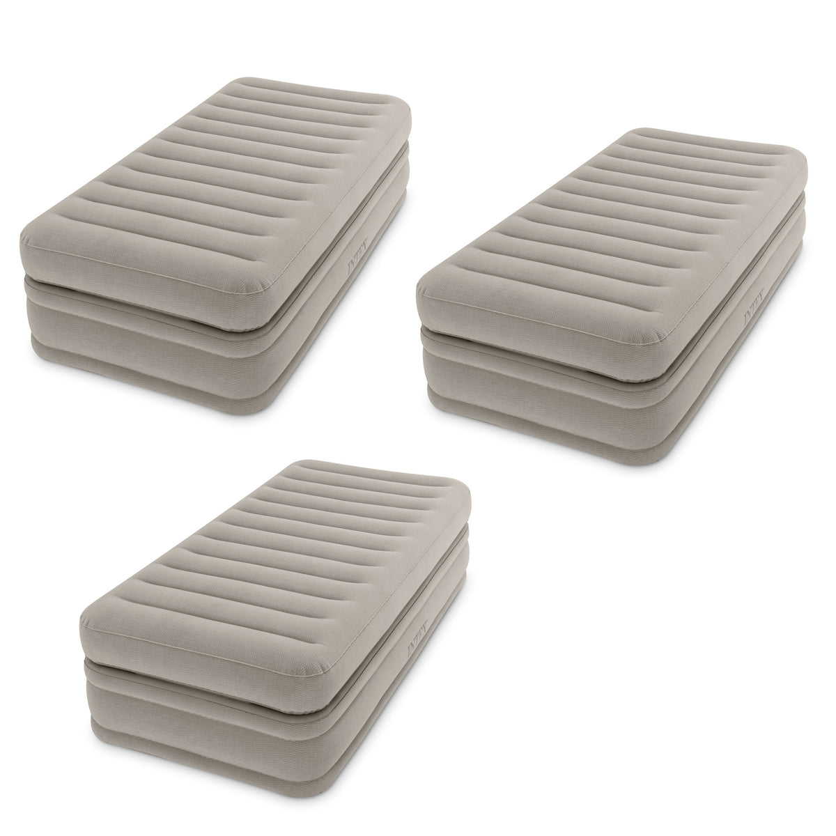 Intex Inflatable Prime Comfort Elevated Twin Airbed with Built-In Pump (3 Pack)