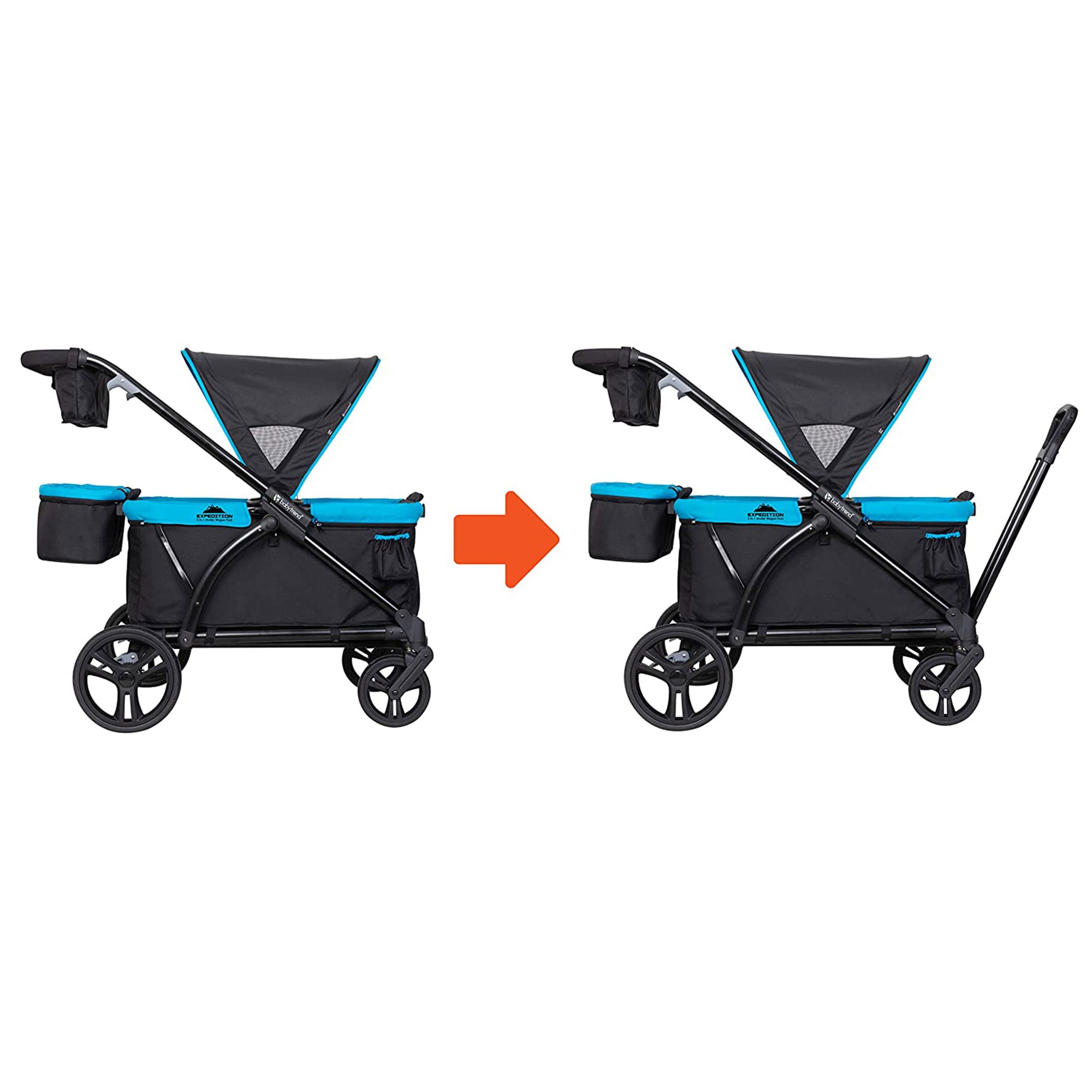 Baby Trend Expedition 2 in 1 Push or Pull Stroller Wagon Plus w/ Canopy, Blue (Refurbished)