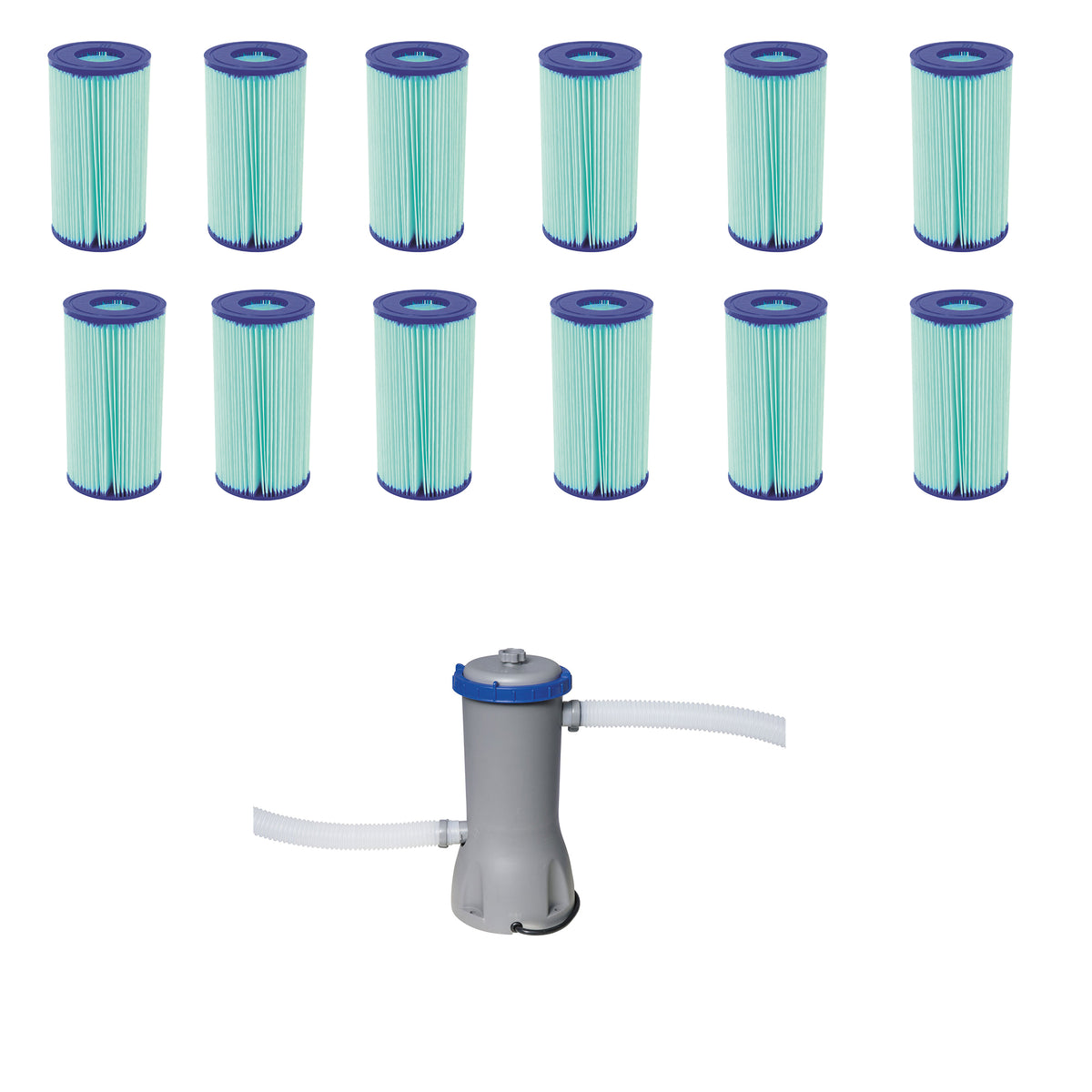 Bestway Type III Pool Filter Cartridge(12)w/1500 GPH Filter Pump