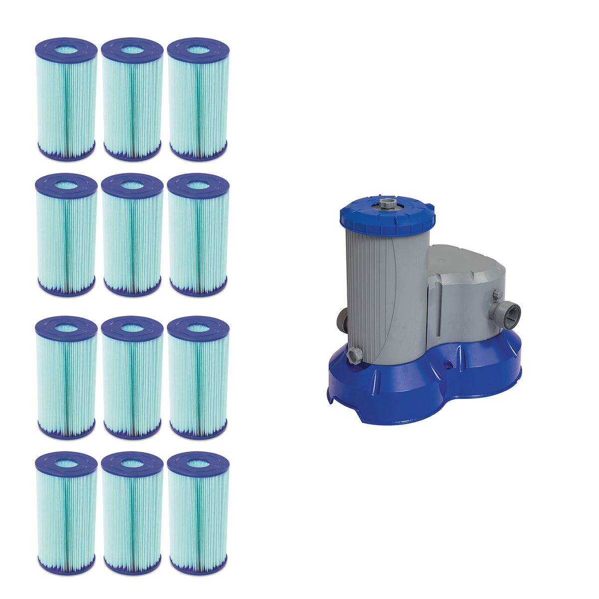 Bestway Type IV/B Pool Filter Cartridge(12 Pack) + Above Ground Pool Filter Pump