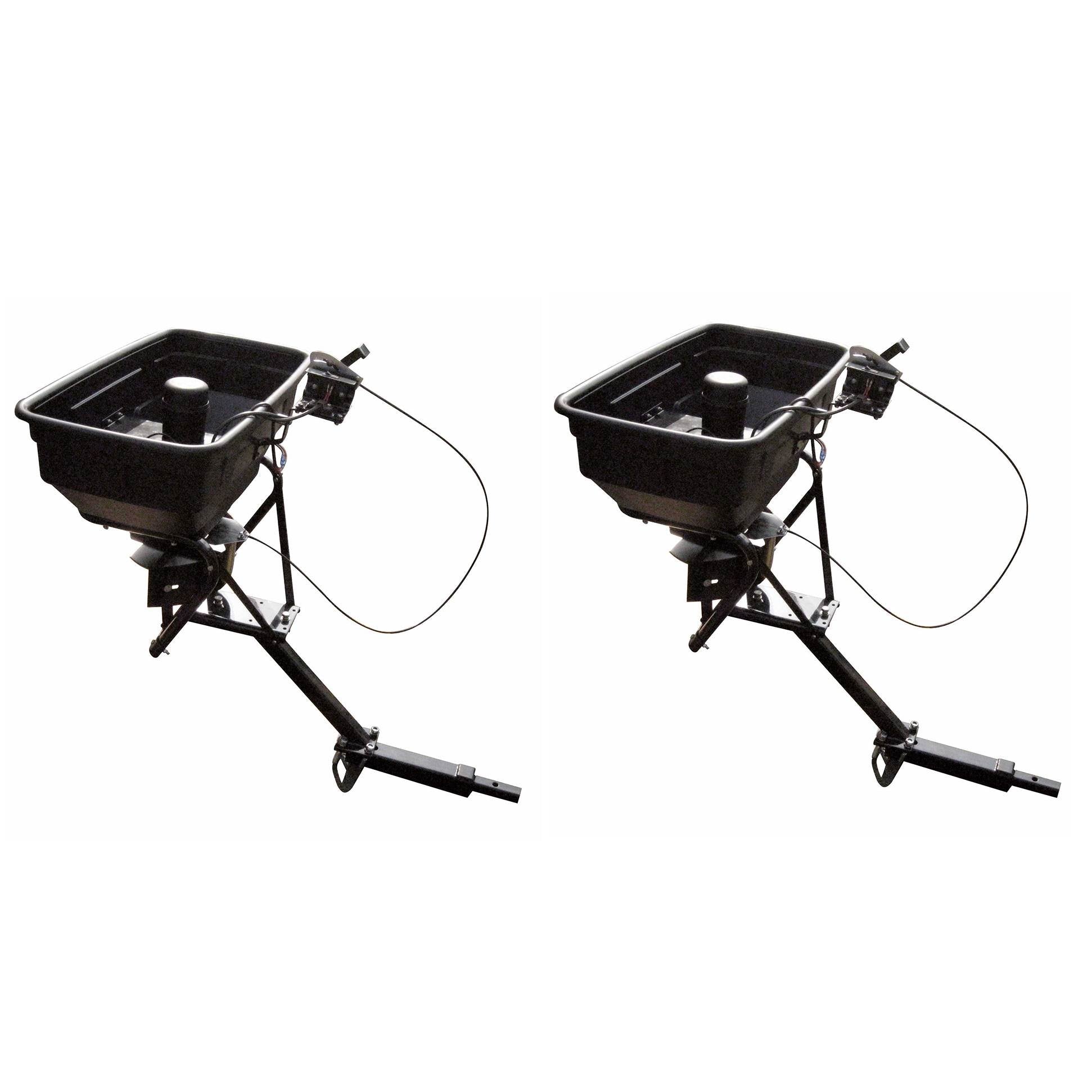 Field Tuff 12V ATV Hitch Mount 125 lb Grass, Seed, Fertilizer Spreader (2 Pack)