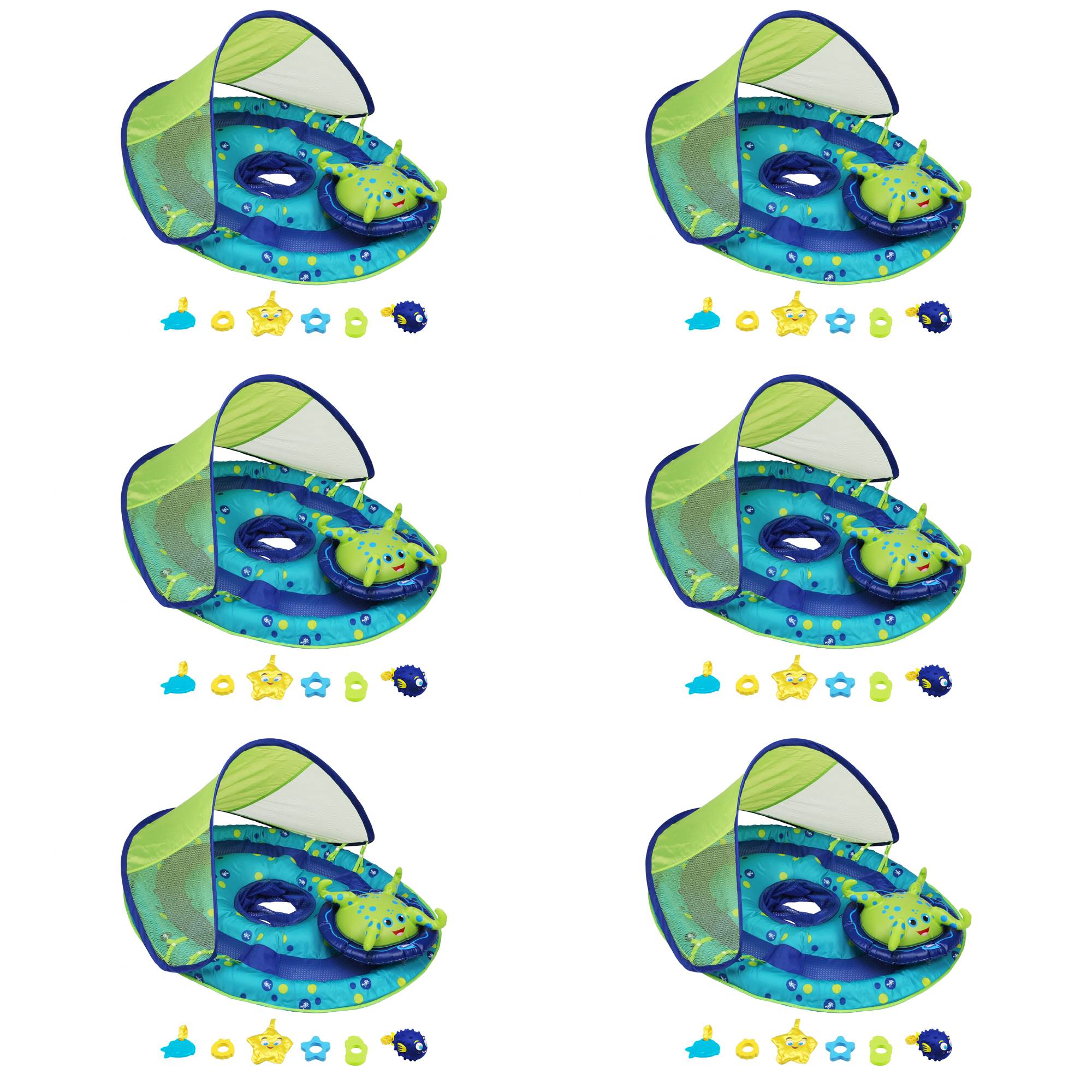SwimWays Baby Spring Float Activity Center Pool Raft with Sun Canopy (6 Pack)