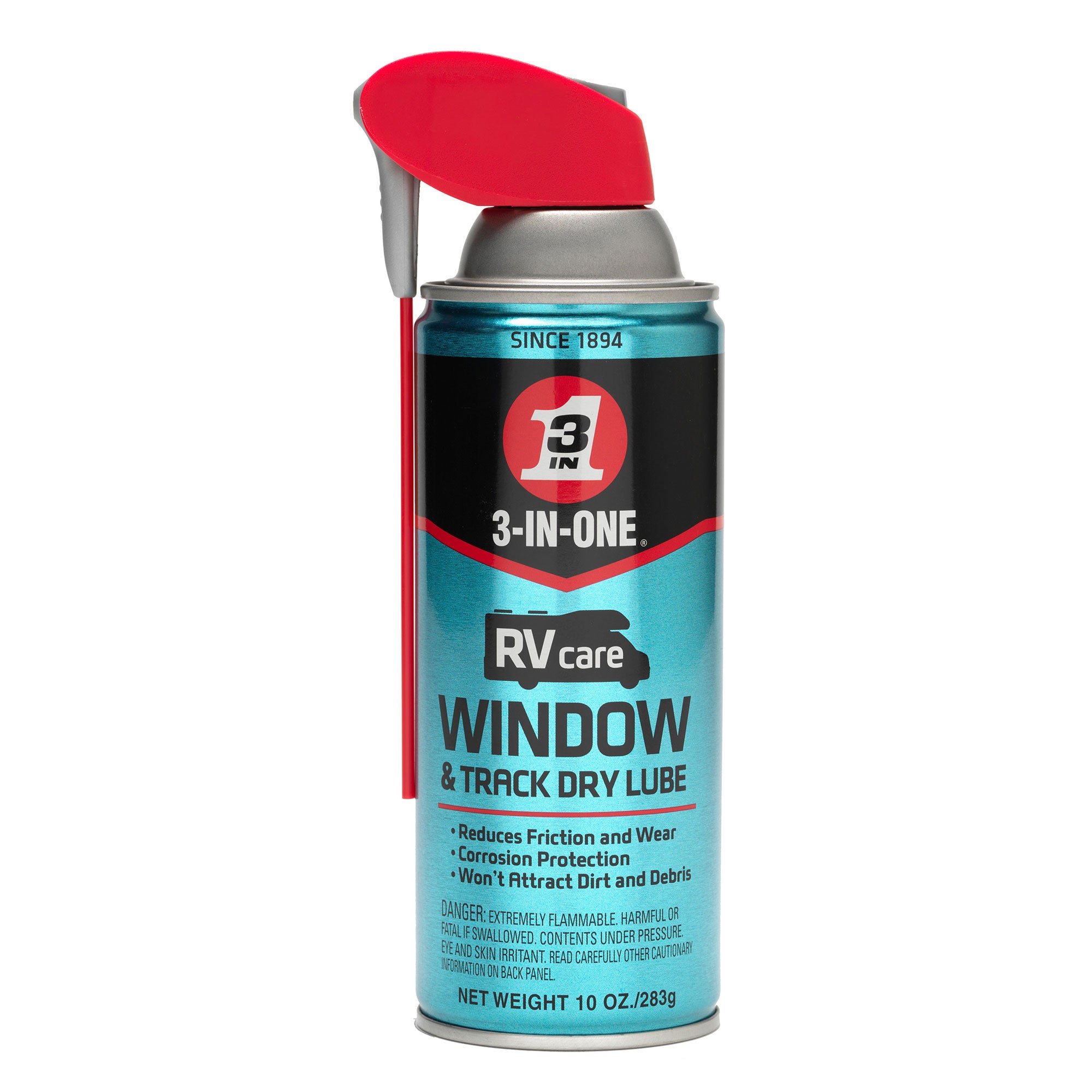 3-IN-ONE Quick Dry RVcare Window and Track Dry Lube w/Straw, 10 Ounce (3 Pack)
