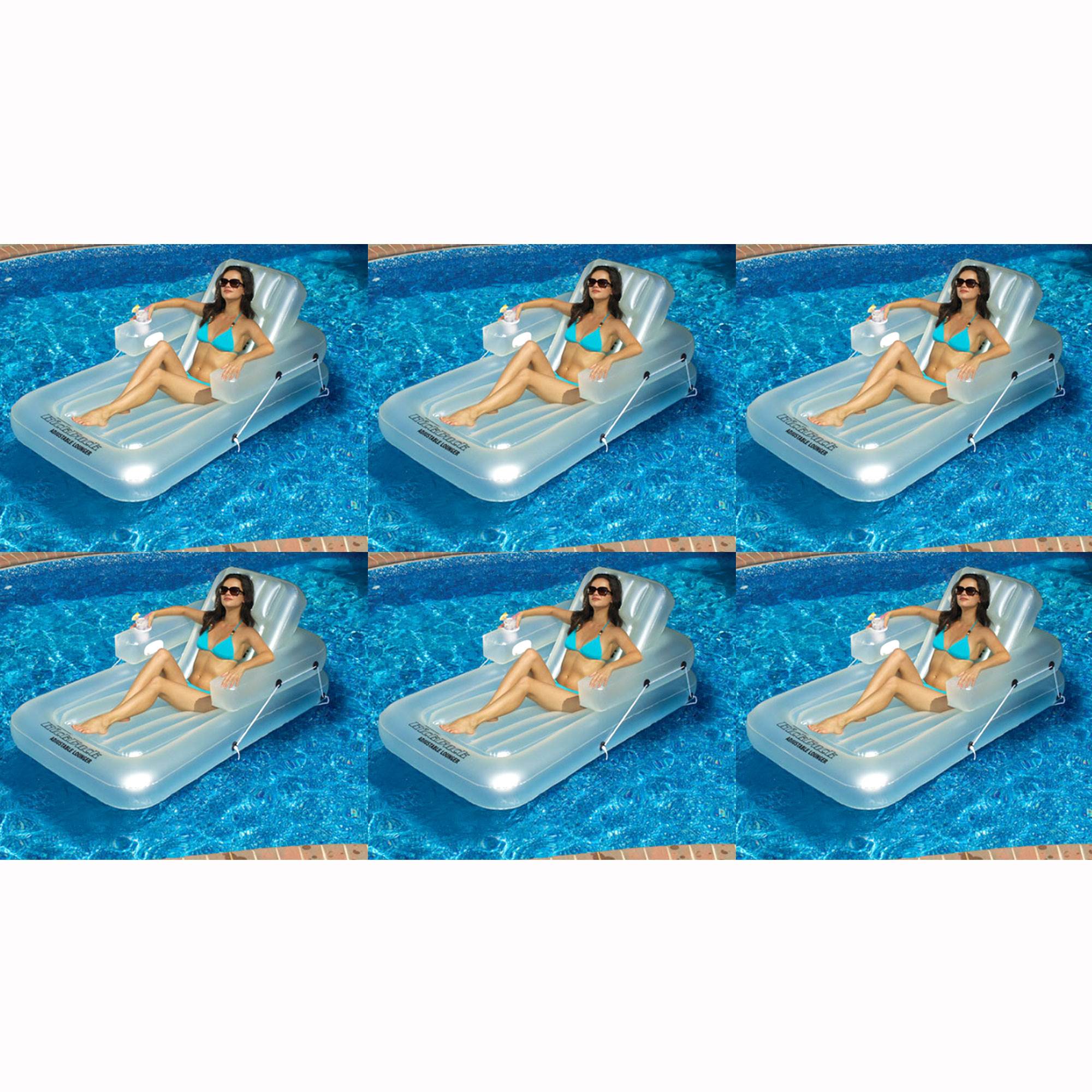 New Swimline Swimming Pool Inflatable Kickback Lounger Adjustable Float (6 Pack)