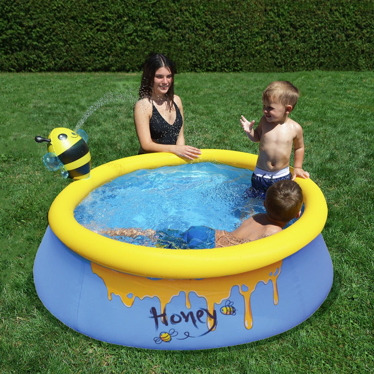JLeisure 5 Footx16.5 Inch Bee Spray Inflatable Outdoor Backyard Pool (For Parts)