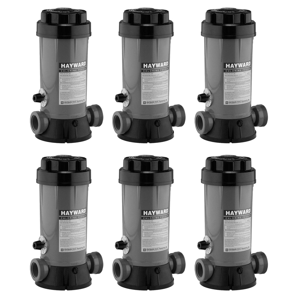 Hayward CL2002S Auto Pool In-Line Chemical Trichlor Chlorine Feeder (6 Pack)