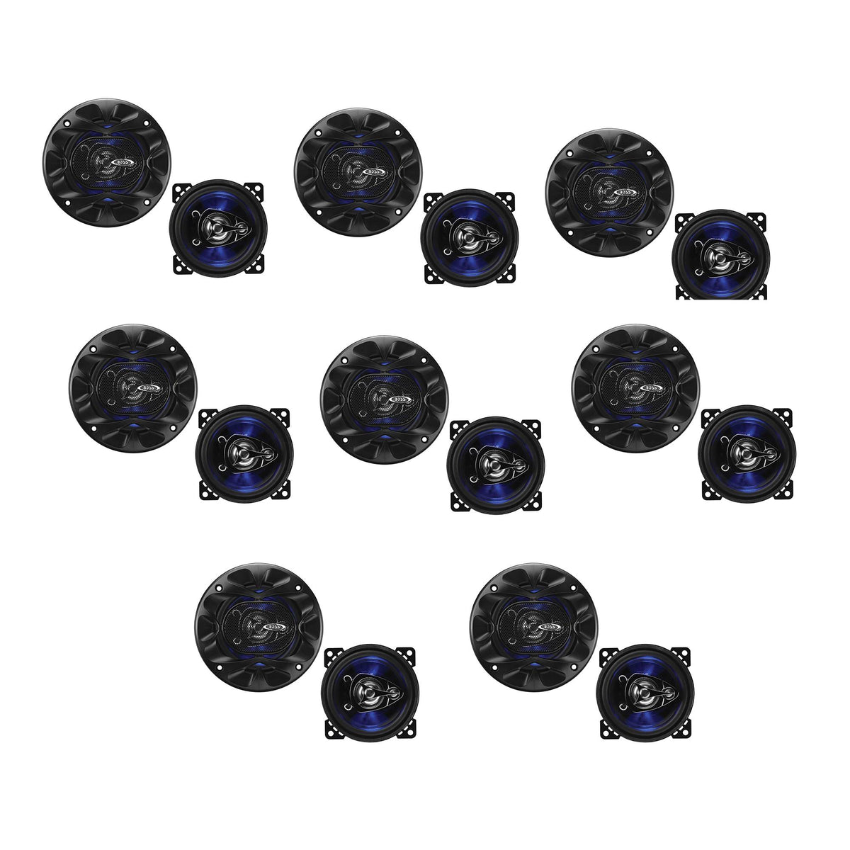 Boss Rage 4 Inch 3 Way 225W Full Range Mobile Audio/Video Speakers (8 Pack)