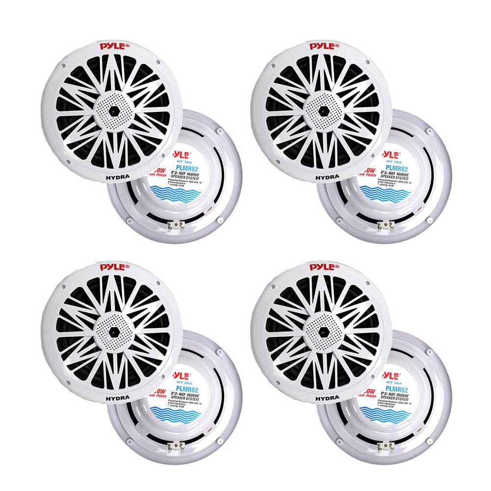 Pyle PLMR82 8" 300W 2-Way Waterproof Marine Boat Speakers White (8 Pack) - VMInnovations