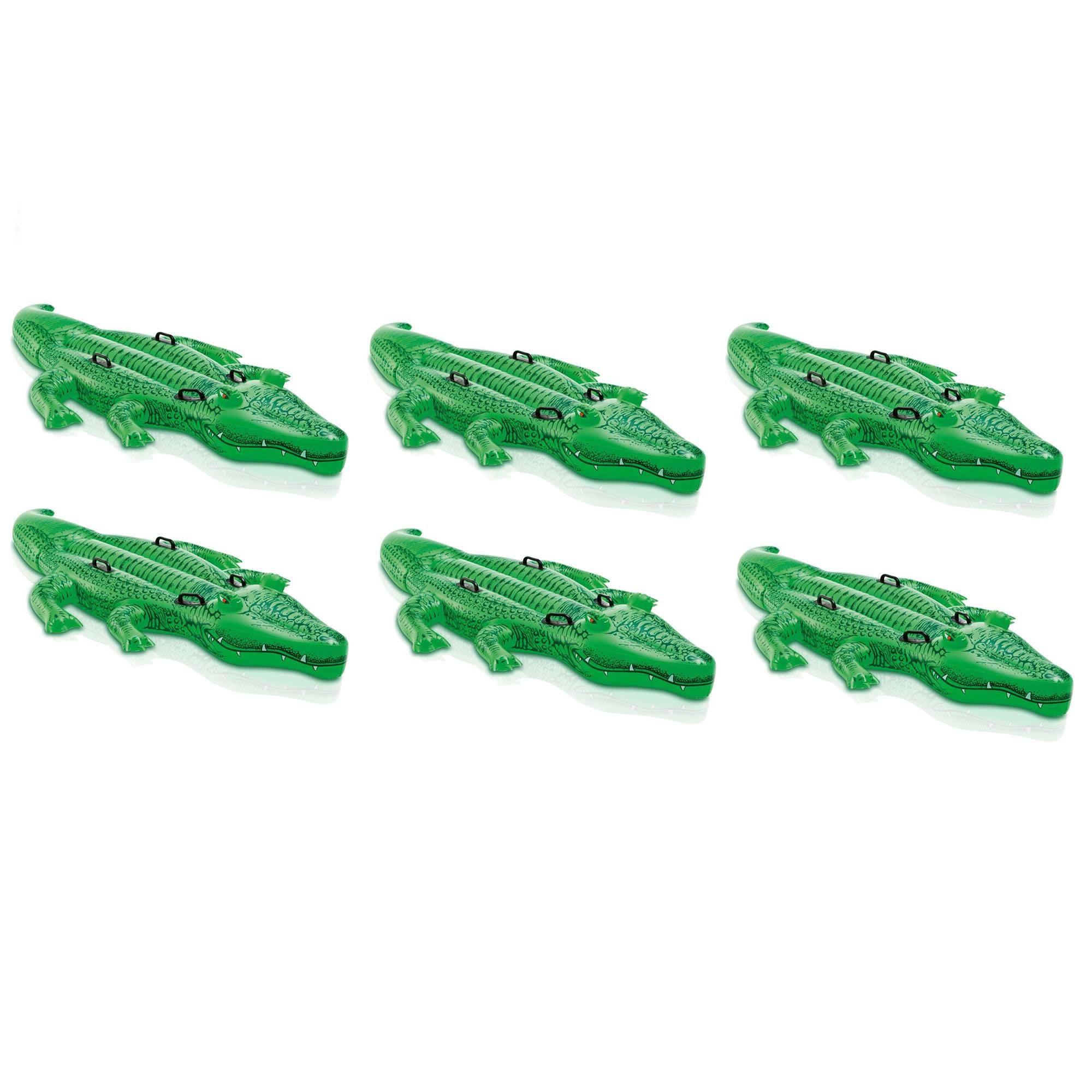 Intex Gator Giant Inflatable Swimming Pool Ride-On Raft 58562EP, Green (6 Pack) - VMInnovations