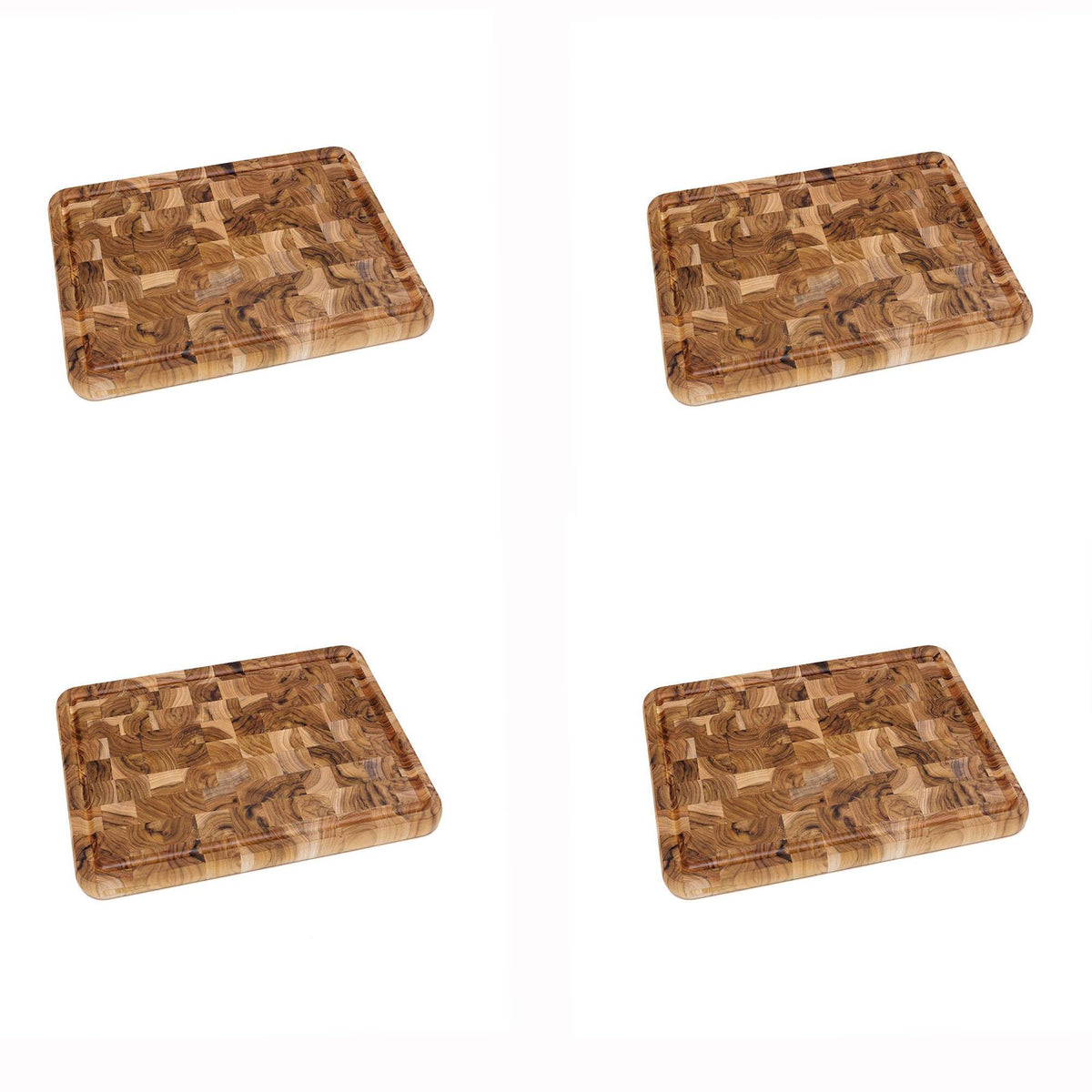 Lipper International Teak End Grain Wooden 16" x 12" Chopping Block (4 Pack)