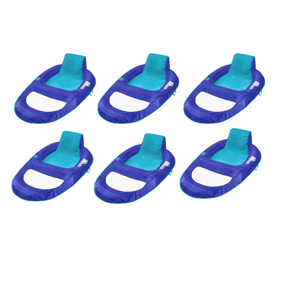 SwimWays Spring Float Recliner XL Inflatable Pool Float Lounger, Blue (6 Pack)