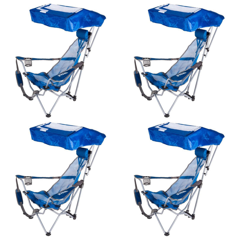 Kelsyus Backpack Beach Portable Camping Folding Lawn Chair with Canopy (4 Pack)