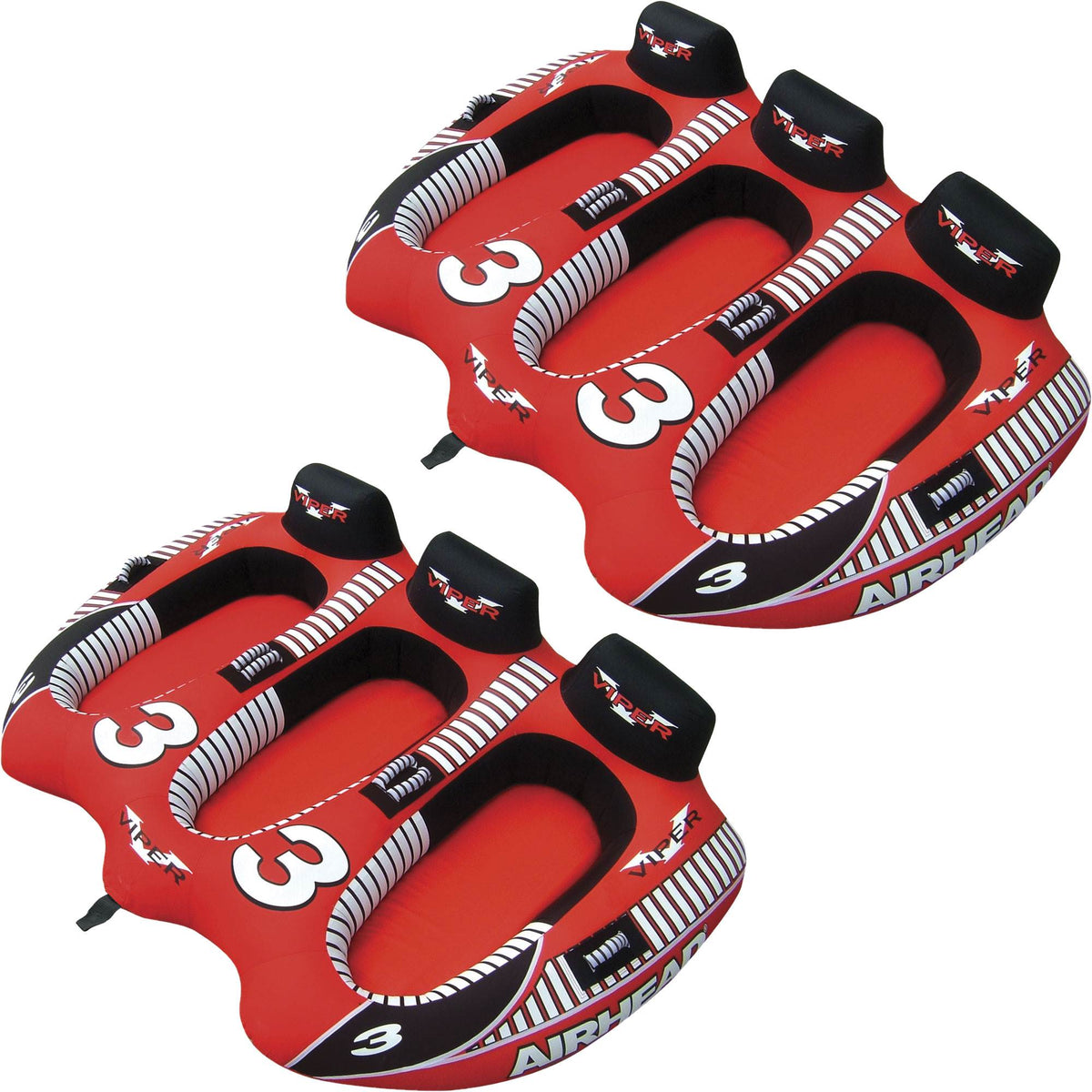 Airhead Viper 3 Triple Rider Cockpit Inflatable Towable Lake Water Tube (2 Pack)
