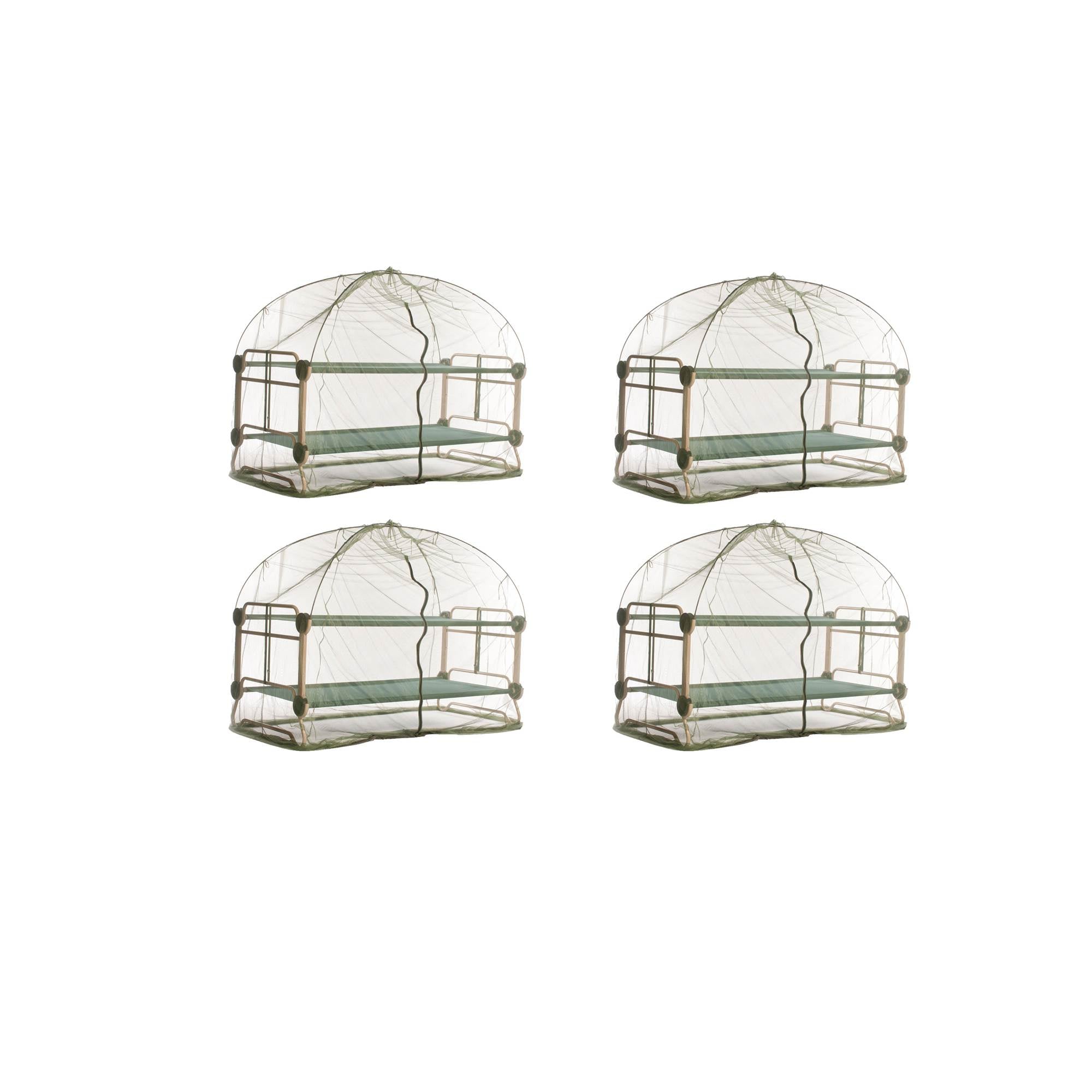 Disc-O-Bed Mosquito Net and Frame for Bunkable Camping Cots, Green (4 Pack)