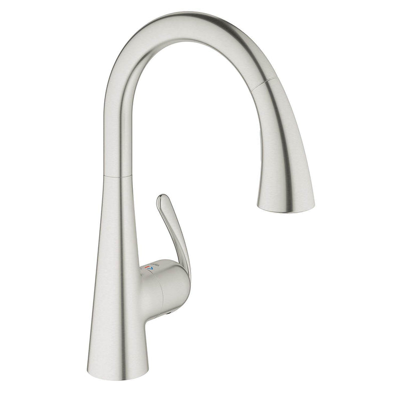 Grohe Ladylux Single Handle Swivel Kitchen Faucet with Steel Finish (2 Pack)