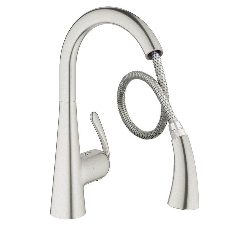 Grohe Ladylux Single Handle Swivel Kitchen Faucet with Steel Finish (2 Pack)