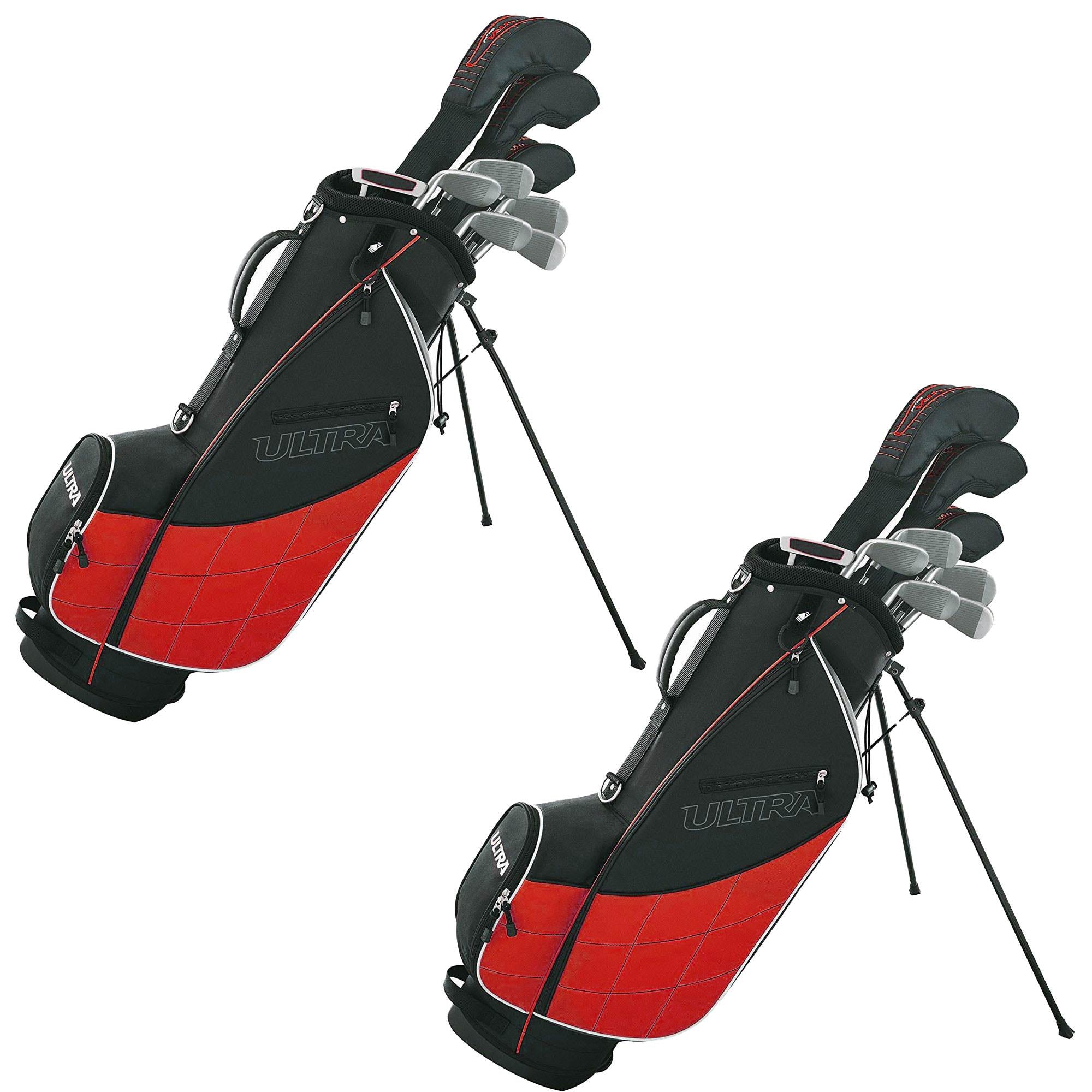 Wilson Ultra Mens 13 Piece, Left Hand Golf Club Set w/ Bag, Black & Red (2 Pack)