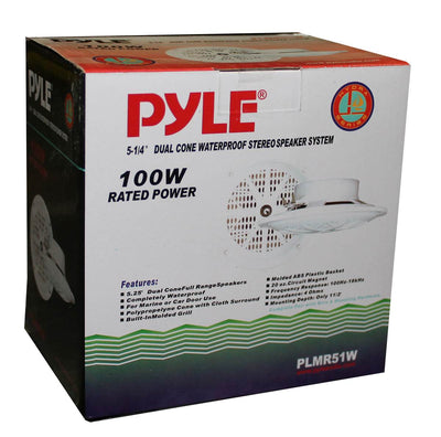 Pyle PLMR51W 5.25" 100W 2-Way Waterproof Marine Audio Speakers White (24 Pack)