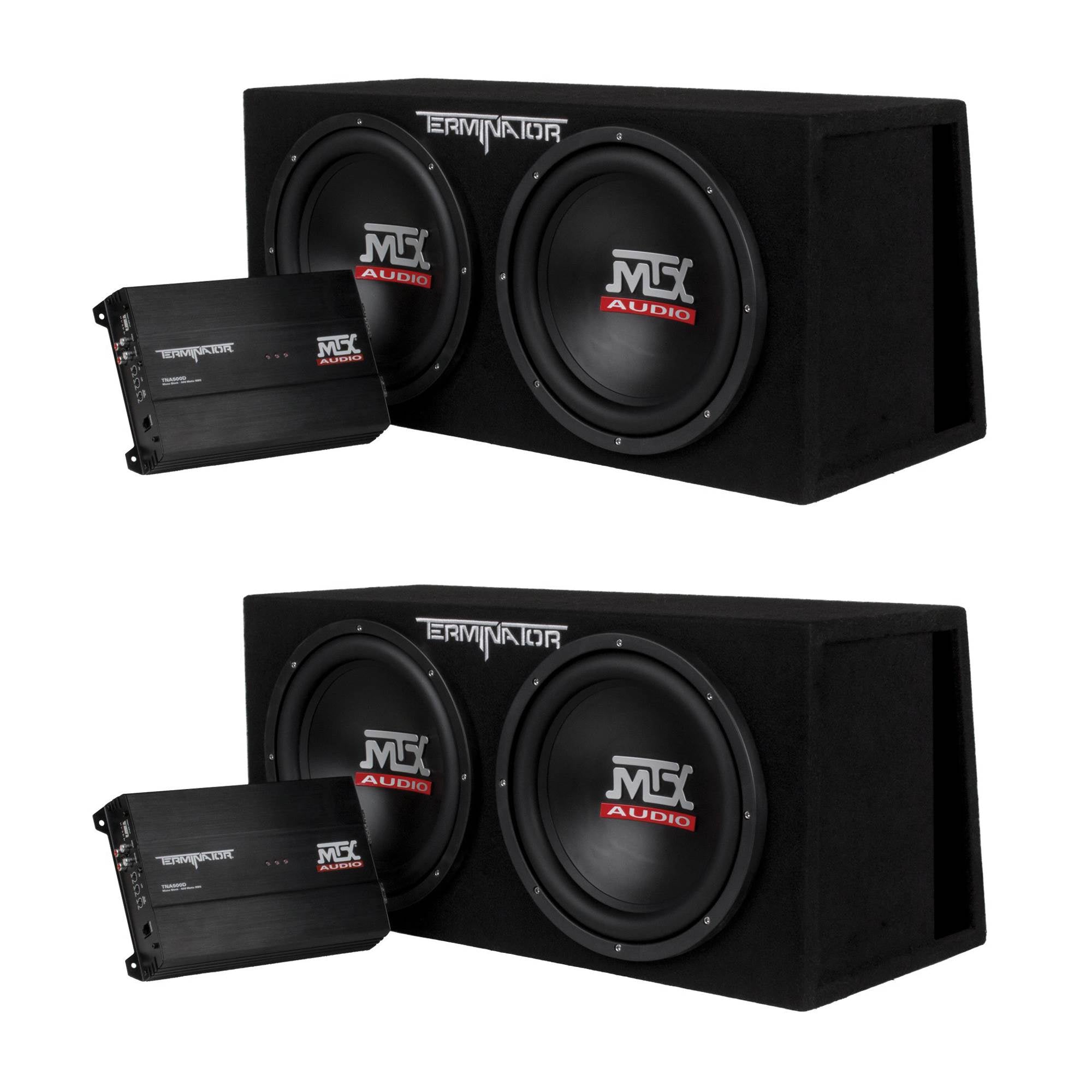 MTX TNP212DV 12 Inch 2000W Dual Loaded Subwoofer Enclosure w/ Amplifier (2 Pack)