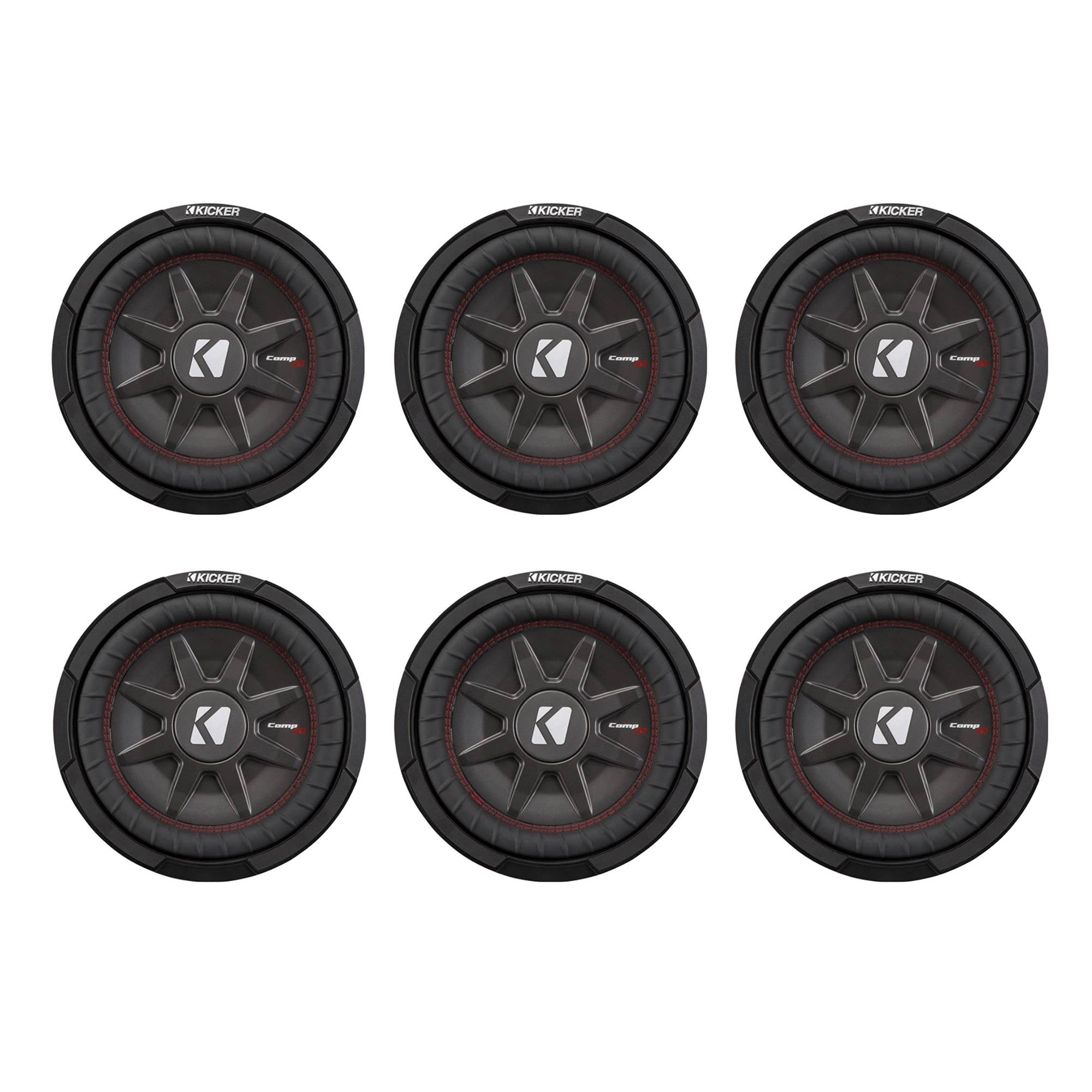 Kicker CompRT Single 10 Inch 800 Watt Max Dual 2 Ohm Slim Car Subwoofer (6 Pack)