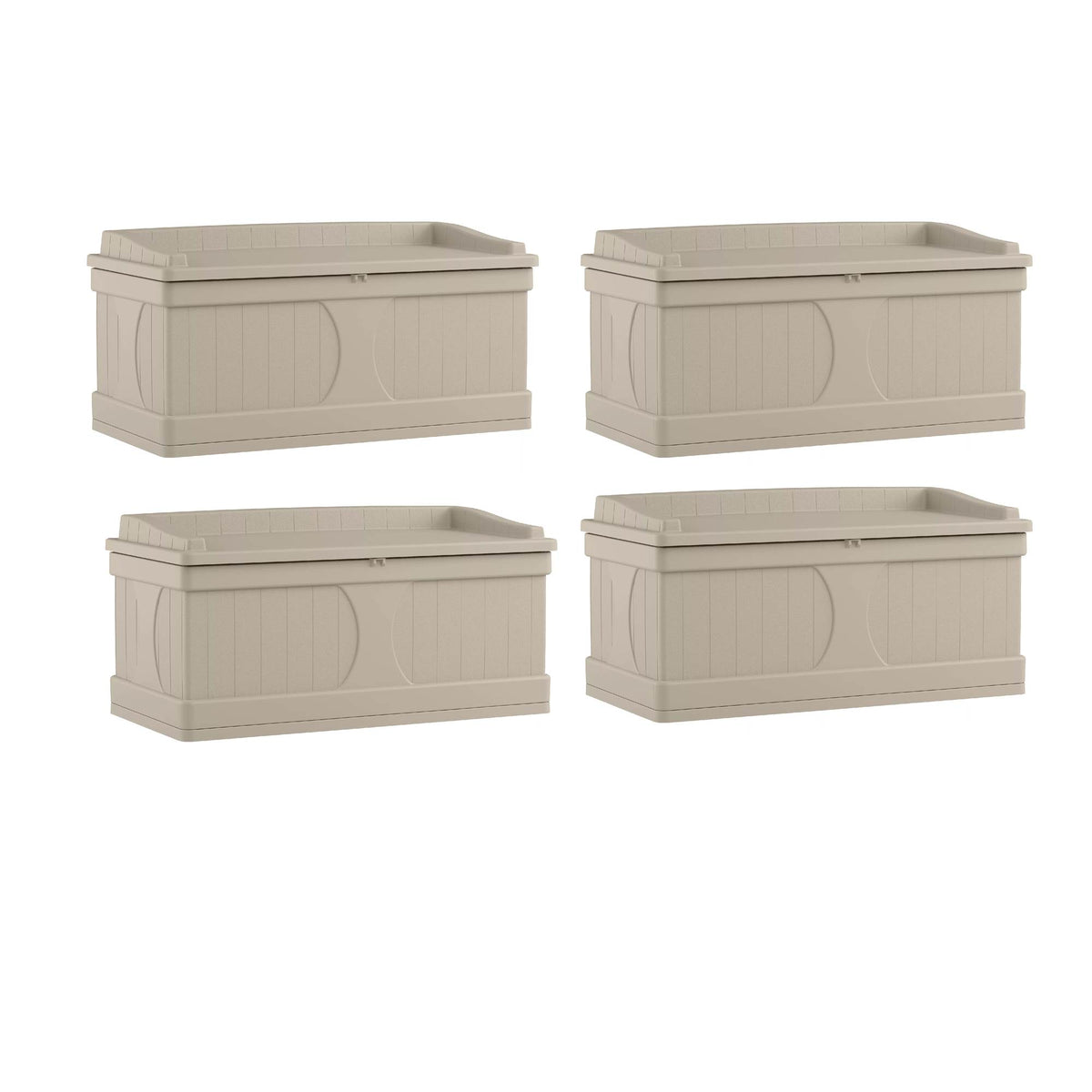 Suncast 99 Gallon Deck Patio Box and Bench with Seating Capacity for 2 (4 Pack)