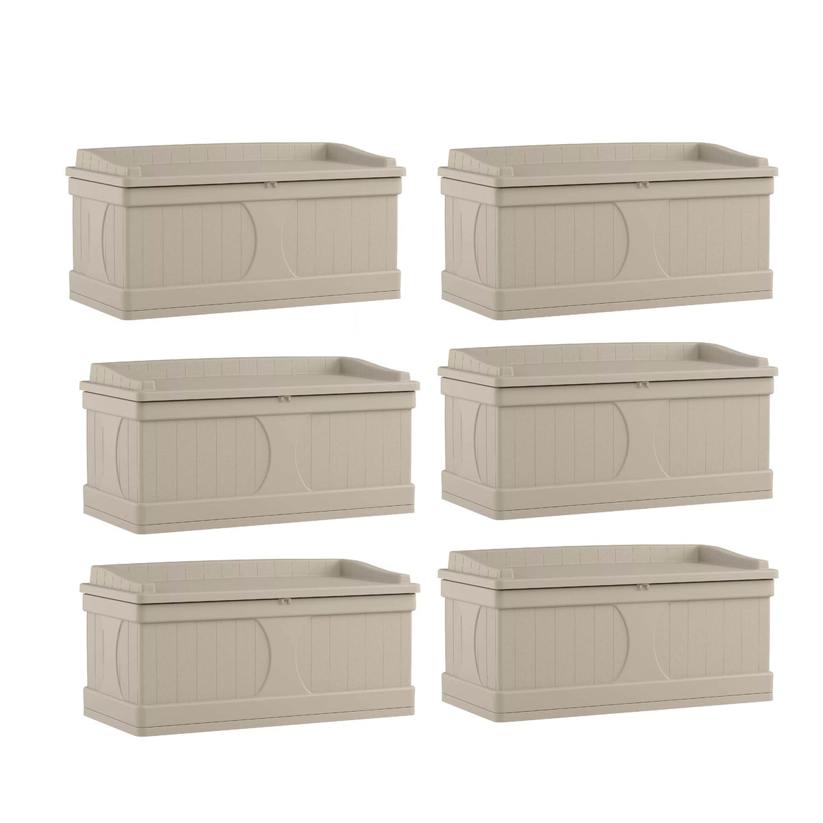 Suncast 99 Gallon Deck Patio Box and Bench with Seating Capacity for 2 (6 Pack)