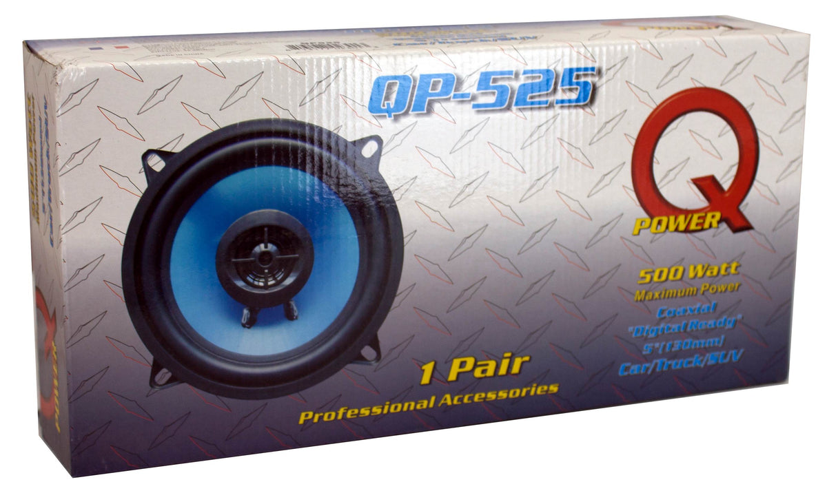 Q-POWER QP525 5.25 Inch 500 Watt 2-Way Coaxial Car Audio Speakers (20 Pack)