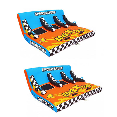 Sportsstuff Inflatable Rock N' Tow 3 Rider Towable Boat and Lake Tube (2 Pack)