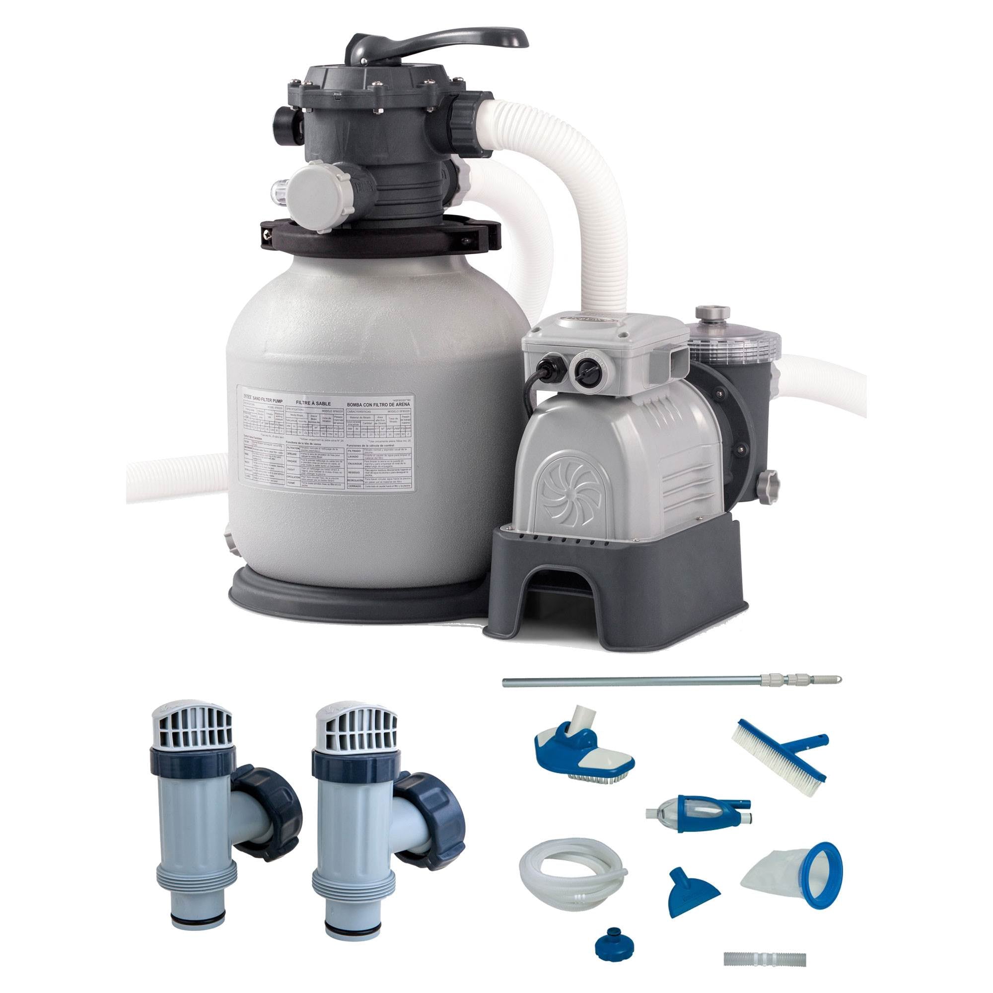 Intex Krystal Clear Sand Filter Pump & Plunger Valves (2 Pack) & Maintenance Kit