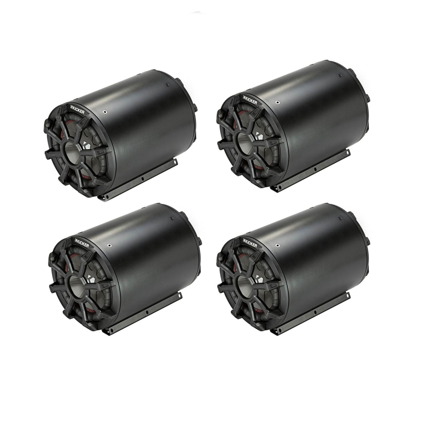 Kicker Car Audio Tube Enclosure w/ 8 Inch 2 Ohm Subwoofer and Grill (4 Pack)