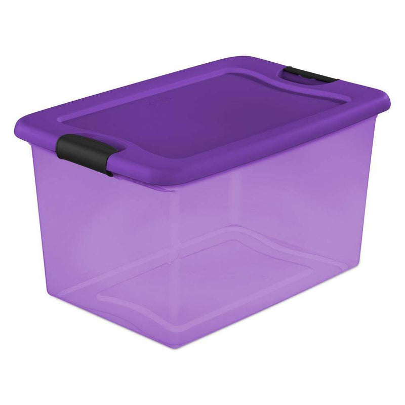 Sterilite 64 Quart Latching Plastic Storage Container Bin in Purple (12 Pack)
